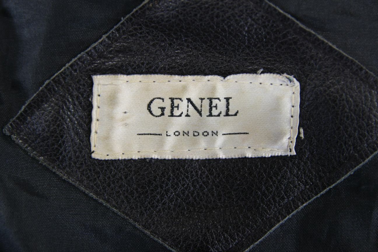 VINTAGE 70s/80s PUNK ROCK BRITISH MADE GENEL LONDON BLACK LEATHER BIKER JCKT 34"