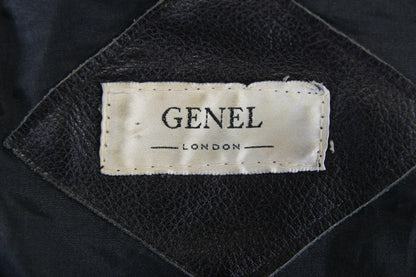 VINTAGE 70s/80s PUNK ROCK BRITISH MADE GENEL LONDON BLACK LEATHER BIKER JCKT 34"
