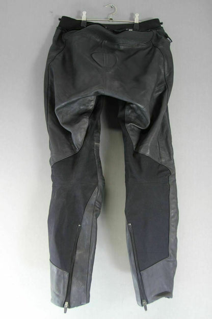 OXFORD ATOM BLACK LEATHER BIKER TROUSERS + CE ARMOUR: WAIST 30IN/INSIDE LEG 31IN