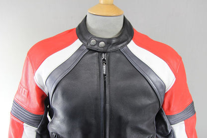 AKITO CONCEPTWEAR LEATHER BIKER JACKET + SHOULDER & ELBOW CE PROTECTORS SIZE 10