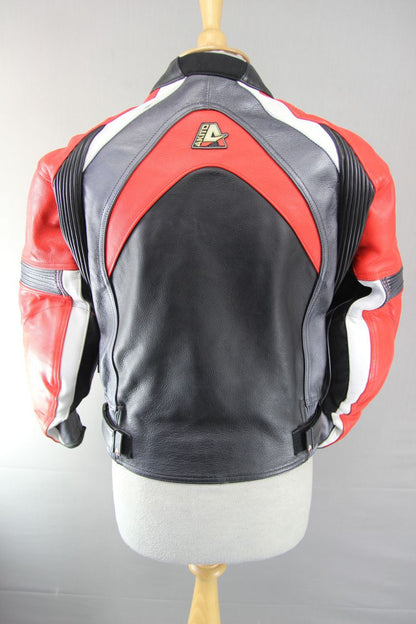 AKITO CONCEPTWEAR LEATHER BIKER JACKET + SHOULDER & ELBOW CE PROTECTORS SIZE 10