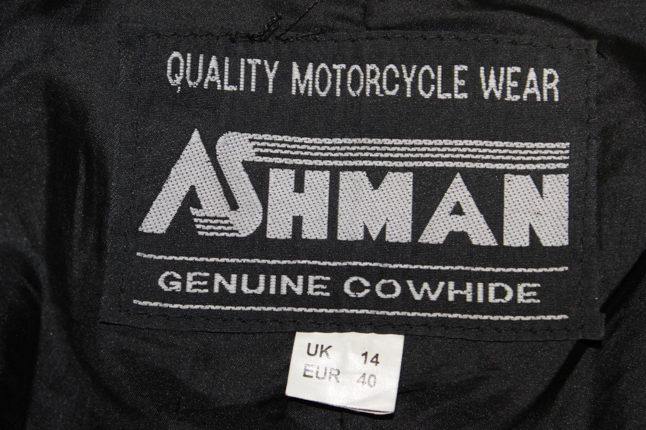 ASHMAN BLACK COWHIDE LEATHER BIKER TROUSERS SIZE 14 - WAIST 30IN/INSIDE LEG 27IN