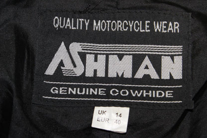 ASHMAN BLACK COWHIDE LEATHER BIKER TROUSERS SIZE 14 - WAIST 30IN/INSIDE LEG 27IN