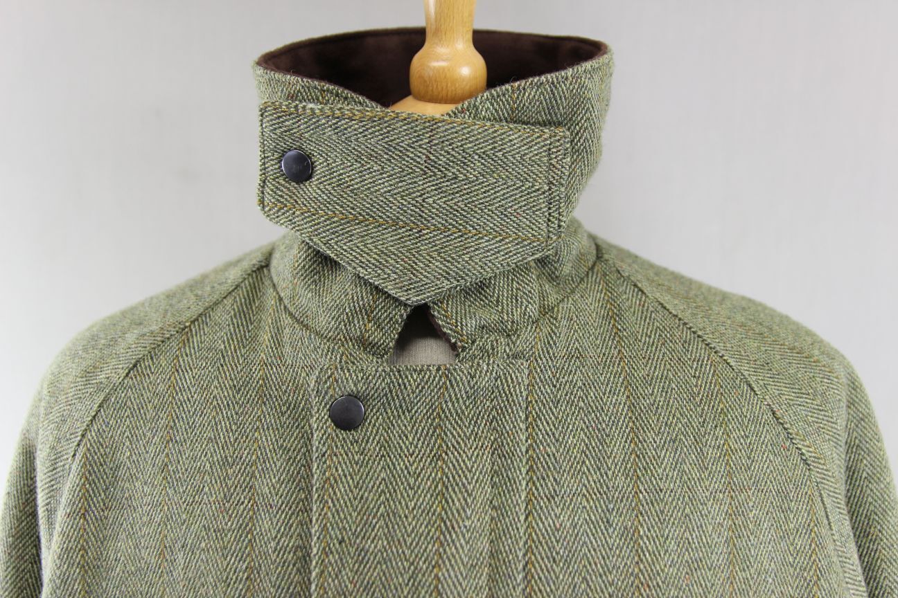 OPENAIR ENGLISH MADE COUNTRY SPORTS HERRINGBONE/CHECK WOOL BLEND TWEED COAT 42IN