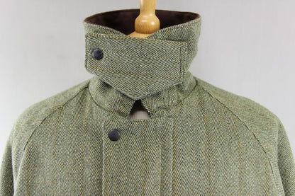OPENAIR ENGLISH MADE COUNTRY SPORTS HERRINGBONE/CHECK WOOL BLEND TWEED COAT 42IN