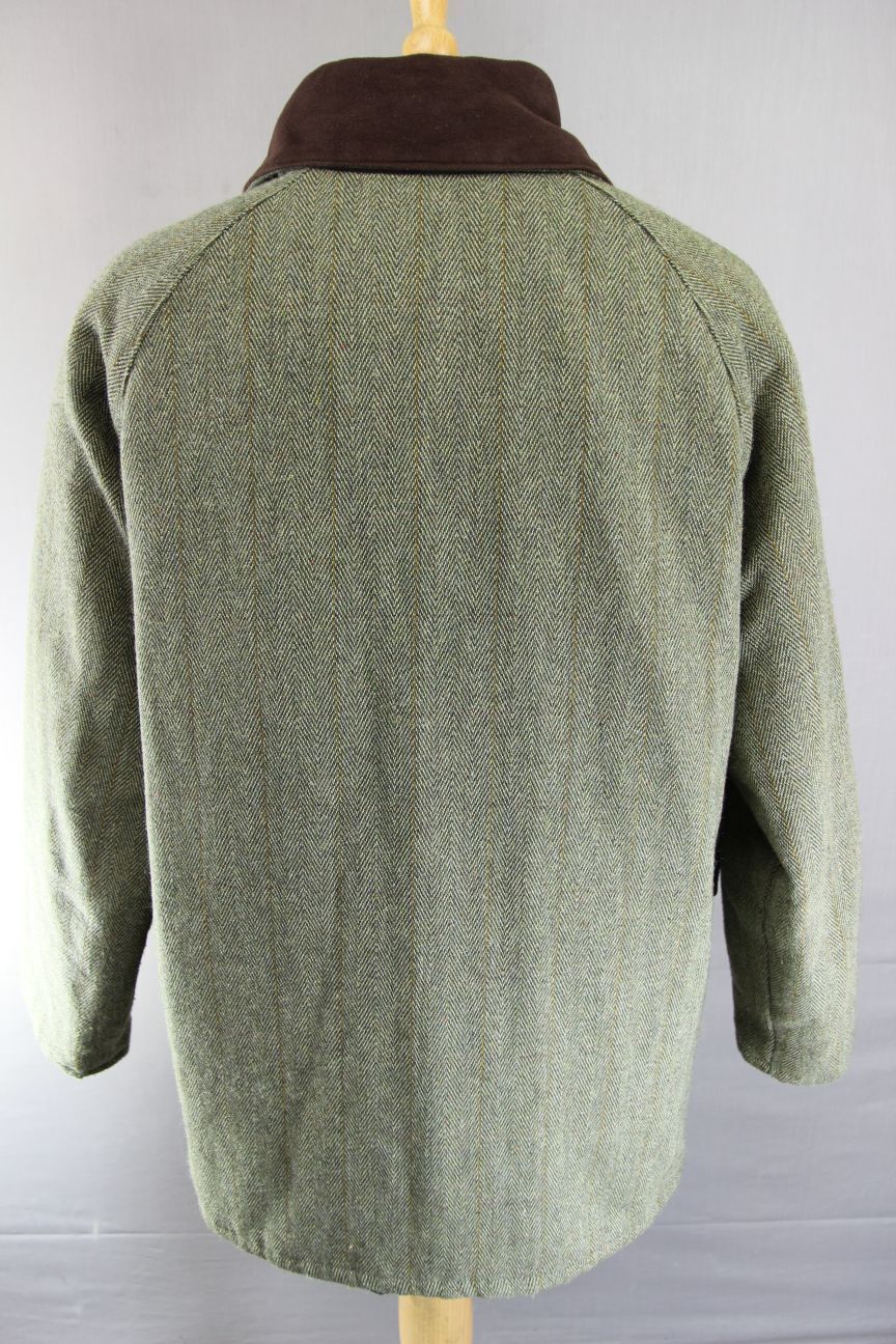 OPENAIR ENGLISH MADE COUNTRY SPORTS HERRINGBONE/CHECK WOOL BLEND TWEED COAT 42IN