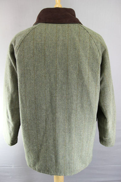 OPENAIR ENGLISH MADE COUNTRY SPORTS HERRINGBONE/CHECK WOOL BLEND TWEED COAT 42IN