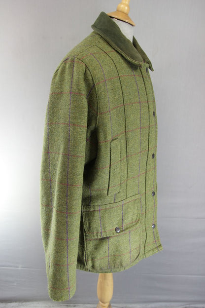 WOODGREEN BRITISH MADE COUNTRY SPORTS CHECKED WOOL RICH BLEND TWEED COAT SIZE 16