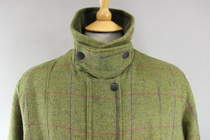 WOODGREEN BRITISH MADE COUNTRY SPORTS CHECKED WOOL RICH BLEND TWEED COAT SIZE 16