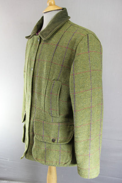 WOODGREEN BRITISH MADE COUNTRY SPORTS CHECKED WOOL RICH BLEND TWEED COAT SIZE 16