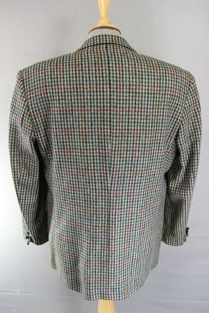 COUNTRY TRADER PURE WOOL GREEN HOUNDSTOOTH CHECKED JACKET 42 INCH (REG FIT)