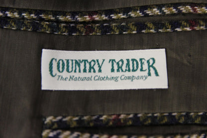 COUNTRY TRADER PURE WOOL GREEN HOUNDSTOOTH CHECKED JACKET 42 INCH (REG FIT)