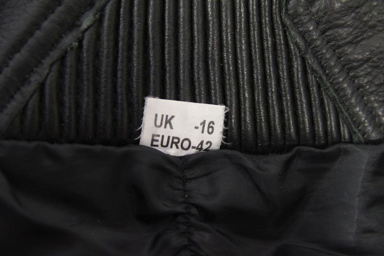 BUFFALO BLACK LEATHER BIKER TROUSERS SIZE 16: WAIST 32 INCH/INSIDE LEG 29 INCH