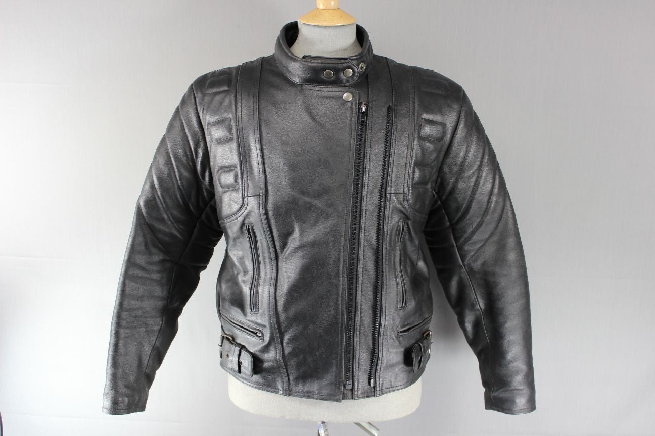 CLASSIC AARDWEAR BLACK LEATHER BIKER JACKET SIZE 12