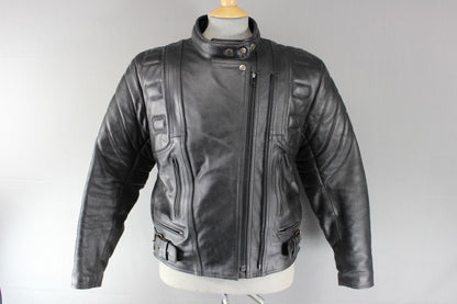 CLASSIC AARDWEAR BLACK LEATHER BIKER JACKET SIZE 12