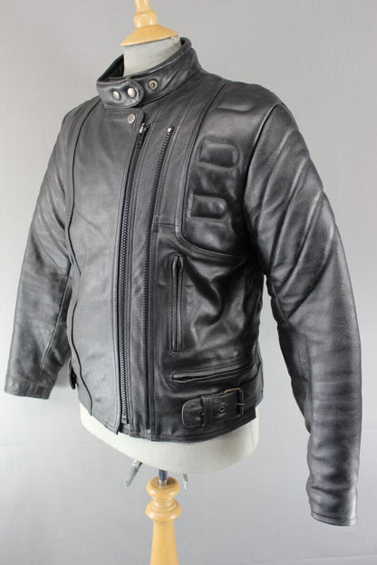 CLASSIC AARDWEAR BLACK LEATHER BIKER JACKET SIZE 12