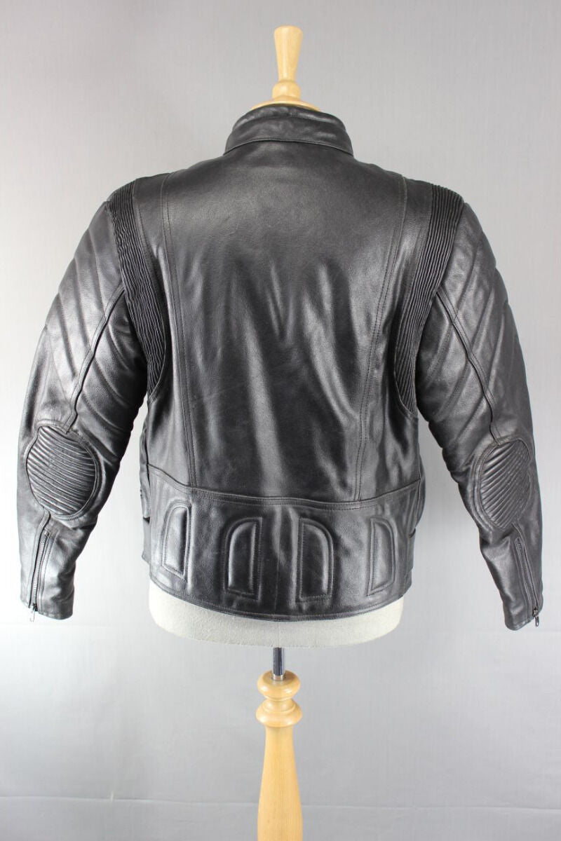 CLASSIC AARDWEAR BLACK LEATHER BIKER JACKET SIZE 12