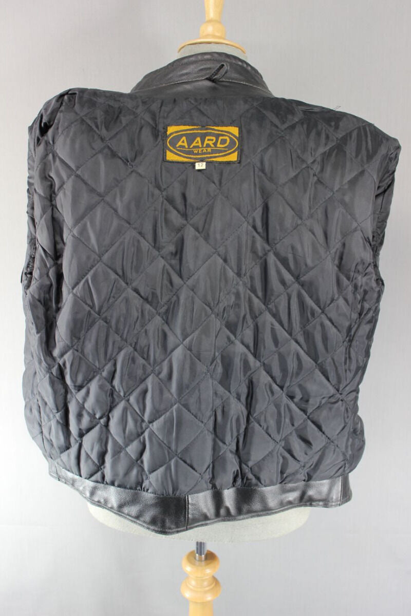 CLASSIC AARDWEAR BLACK LEATHER BIKER JACKET SIZE 12