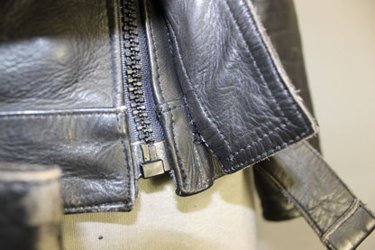 AMAZING BLACK, BLUE & GREY KETT COWHIDE LEATHER BIKER JACKET 36 INCH