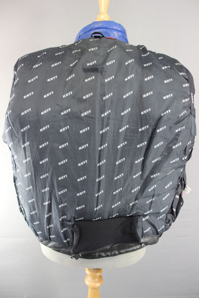 AMAZING BLACK, BLUE & GREY KETT COWHIDE LEATHER BIKER JACKET 36 INCH