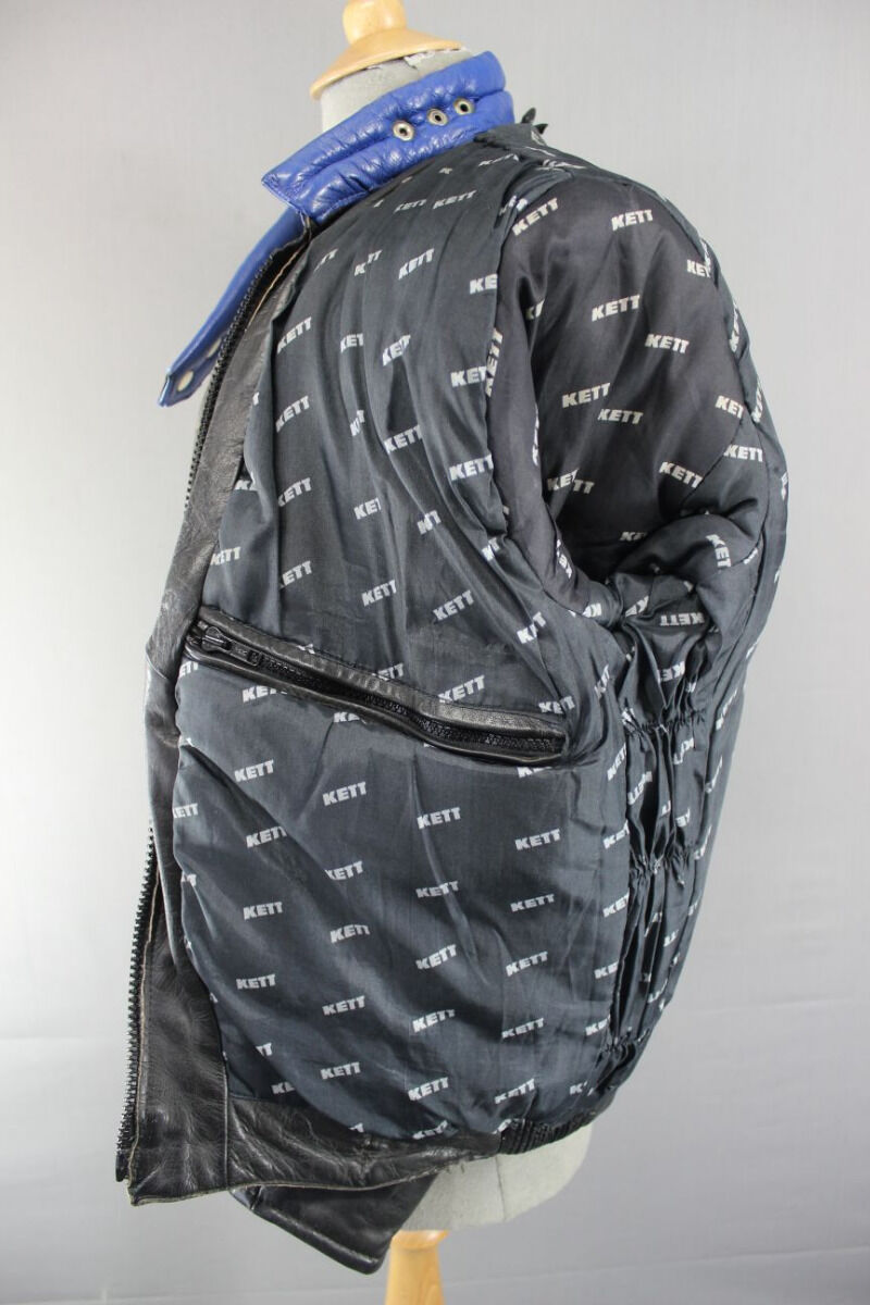 AMAZING BLACK, BLUE & GREY KETT COWHIDE LEATHER BIKER JACKET 36 INCH