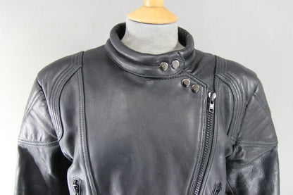 CLASSIC BLACK LEATHER JTS BIKER JACKET 40 INCH