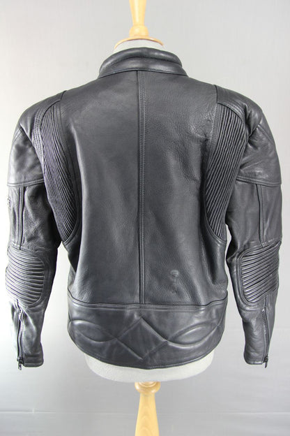 CLASSIC BLACK LEATHER JTS BIKER JACKET 40 INCH