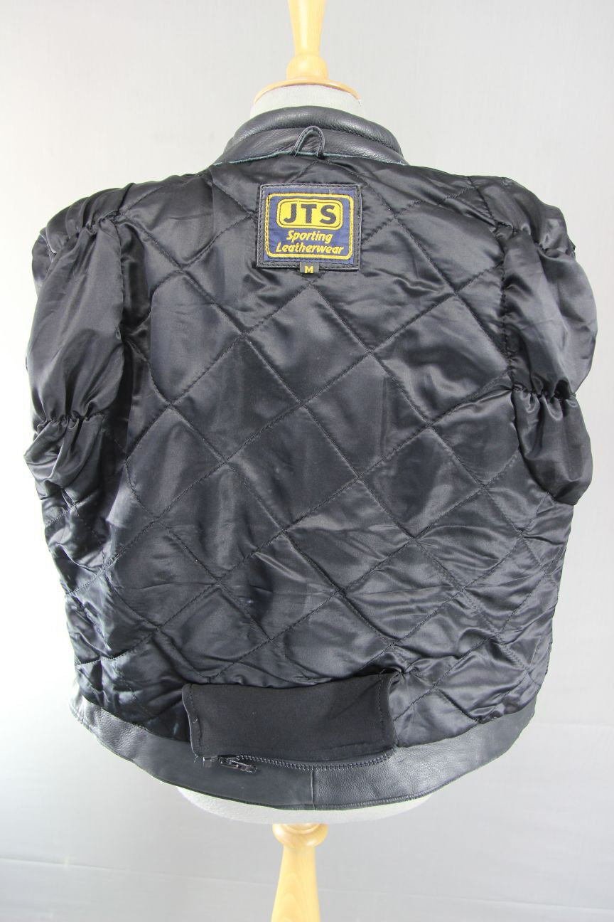 CLASSIC BLACK LEATHER JTS BIKER JACKET 40 INCH