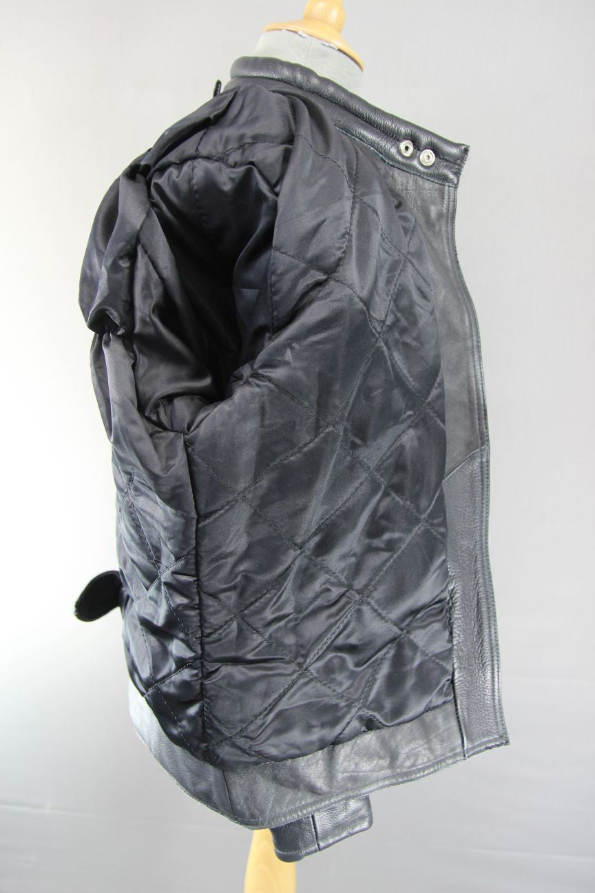 CLASSIC BLACK LEATHER JTS BIKER JACKET 40 INCH