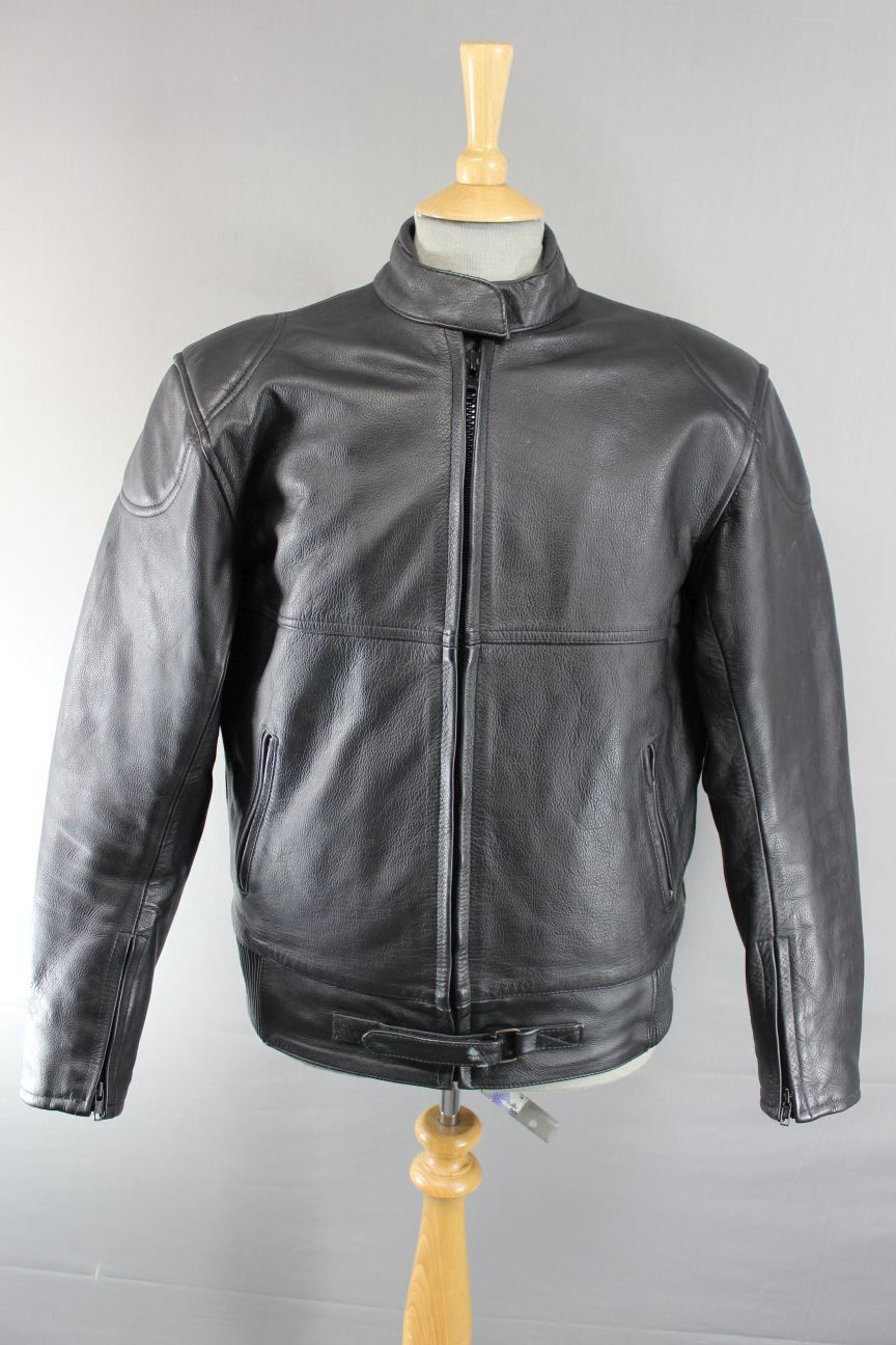 CLASSIC RAYVEN BLACK LEATHER BIKER JACKET SIZE 14