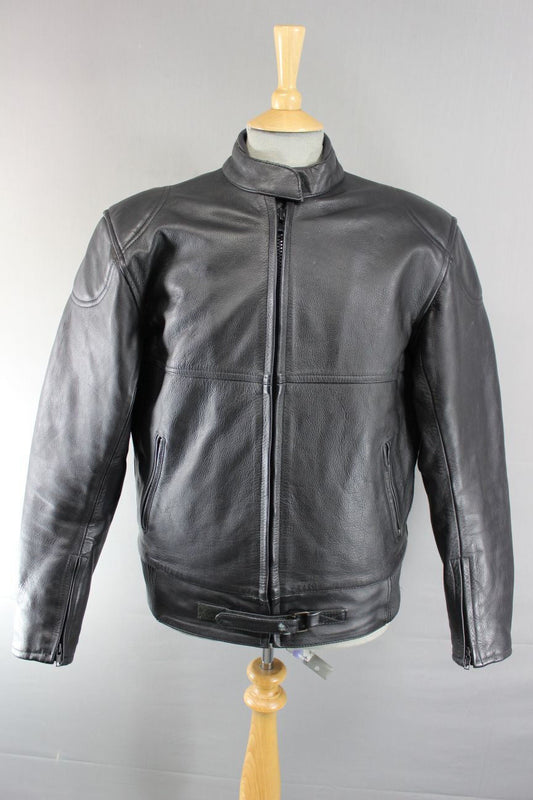CLASSIC RAYVEN BLACK LEATHER BIKER JACKET SIZE 14