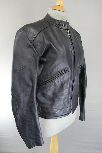 VINTAGE KERSHAW LEATHERS CLASSIC BLACK BIKER JACKET 38-40 INCH