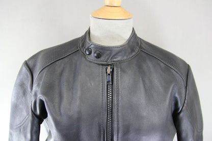 VINTAGE KERSHAW LEATHERS CLASSIC BLACK BIKER JACKET 38-40 INCH
