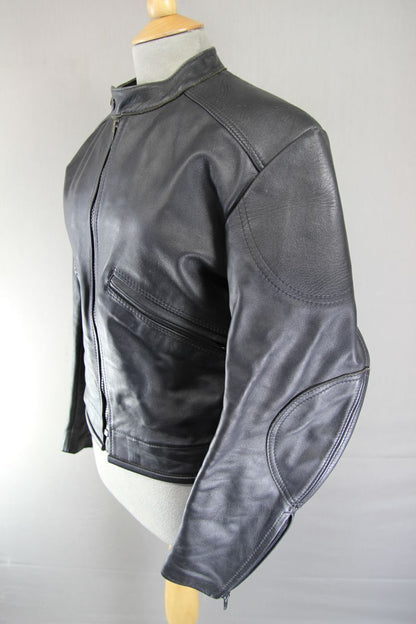 VINTAGE KERSHAW LEATHERS CLASSIC BLACK BIKER JACKET 38-40 INCH