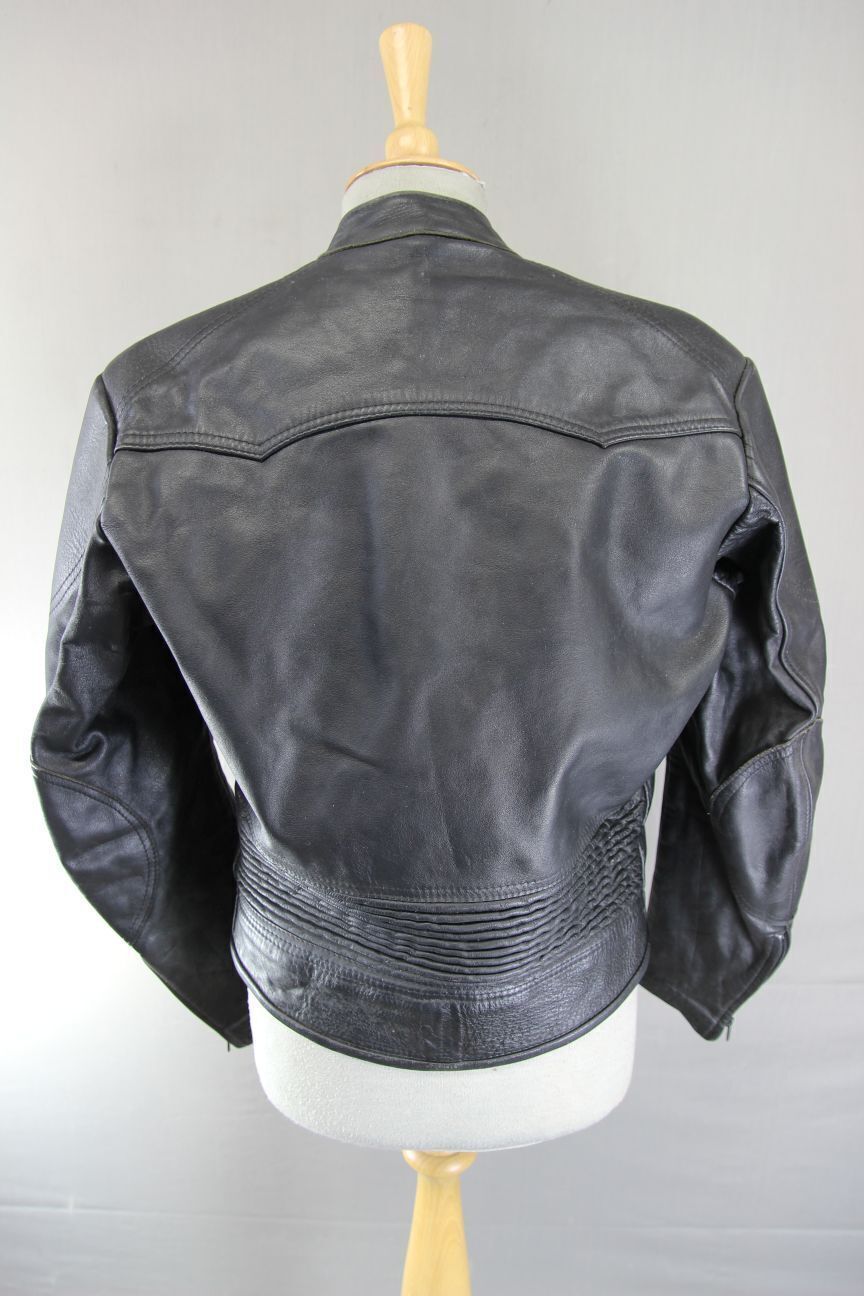VINTAGE KERSHAW LEATHERS CLASSIC BLACK BIKER JACKET 38-40 INCH