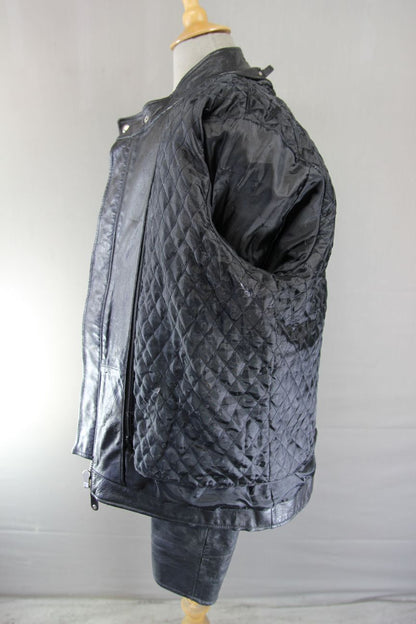 CLASSIC WILSON'S LEATHER BLACK BIKER JACKET WITH THERMAL LINING 44 INCH/LARGE