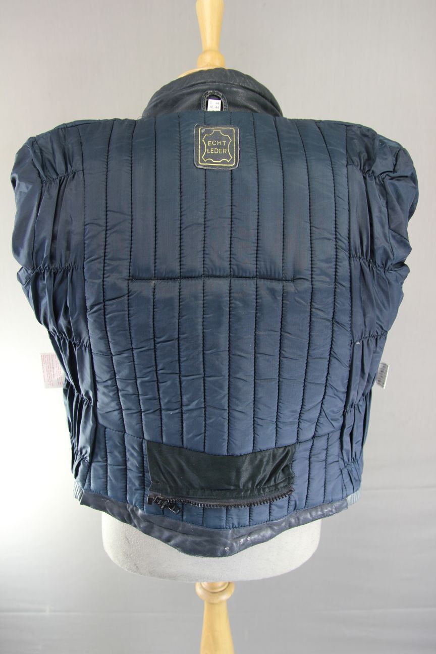 CLASSIC VINTAGE 1980's DARK & LIGHT GREY MQP LEATHER BIKER JACKET 34 INCH