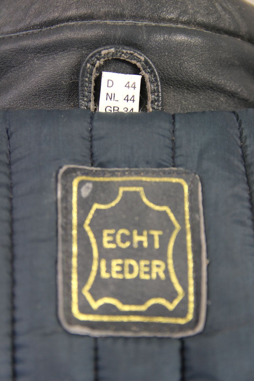 CLASSIC VINTAGE 1980's DARK & LIGHT GREY MQP LEATHER BIKER JACKET 34 INCH