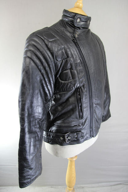 CLASSIC AKASO INTERNATIONAL BLACK LEATHER BIKER JACKET 40 INCH