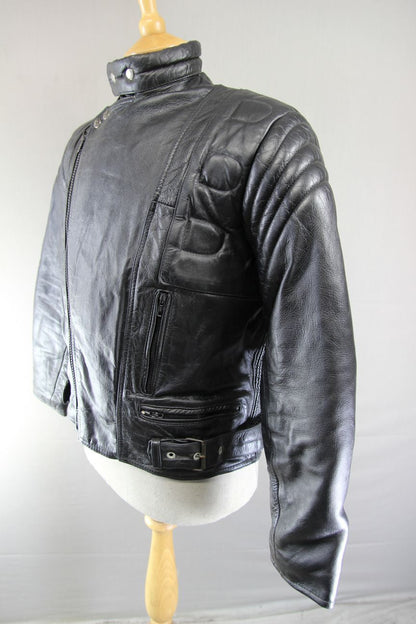 CLASSIC AKASO INTERNATIONAL BLACK LEATHER BIKER JACKET 40 INCH