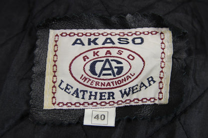 CLASSIC AKASO INTERNATIONAL BLACK LEATHER BIKER JACKET 40 INCH