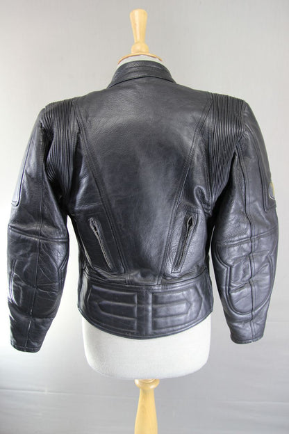 GB MARKETING PREMIER BLACK LEATHER BIKER JACKET WITH THERMAL LINING: SIZE 12