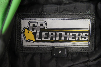 GPL 1 PIECE GREEN, BLACK & WHITE LEATHER BIKER SUIT + ARMOUR/THERMAL LINING 40IN