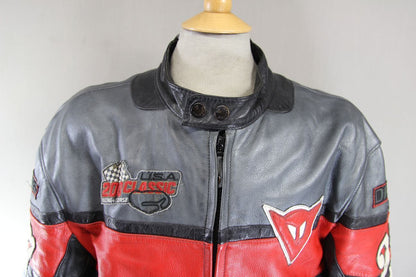 DAINESE VINTAGE USA 200 CLASSIC BARRY SHEENE LEATHER BIKER JCKT + CE ARMOUR 48IN