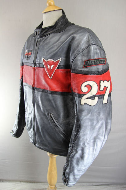 DAINESE VINTAGE USA 200 CLASSIC BARRY SHEENE LEATHER BIKER JCKT + CE ARMOUR 48IN