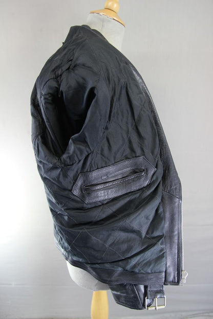 VNTG 70s ORTOV OF LONDON BRITISH MADE PUNK ROCK BLACK LEATHER BIKER JACKET 36 IN