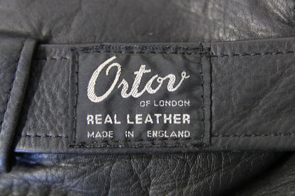 VNTG 70s ORTOV OF LONDON BRITISH MADE PUNK ROCK BLACK LEATHER BIKER JACKET 36 IN