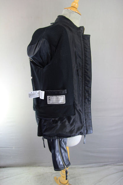 HALVARSSONS LADIES BLACK LEATHER BIKER JACKET WITH CE ARMOUR SIZE 10-12/MEDIUM