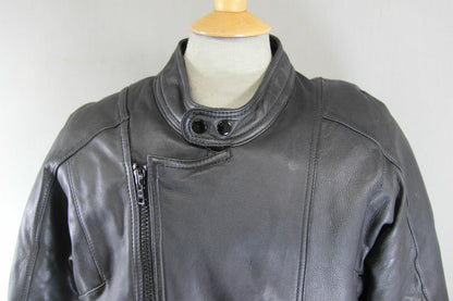 CLASSIC BLACK LEATHER BIKER JACKET 42 INCH