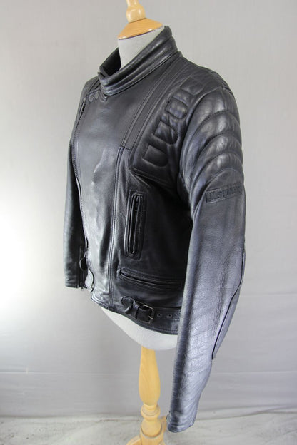 CLASSIC JUST BIKERS BLACK LEATHER COTTON LINED BIKER JACKET 38 INCH